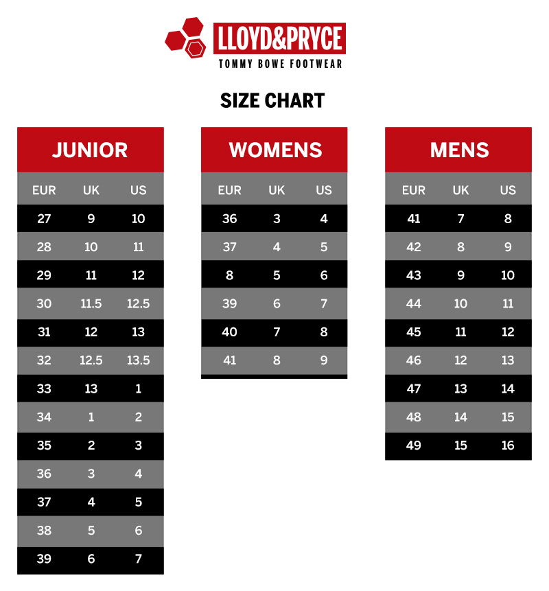 Tommy Shoes Size Chart